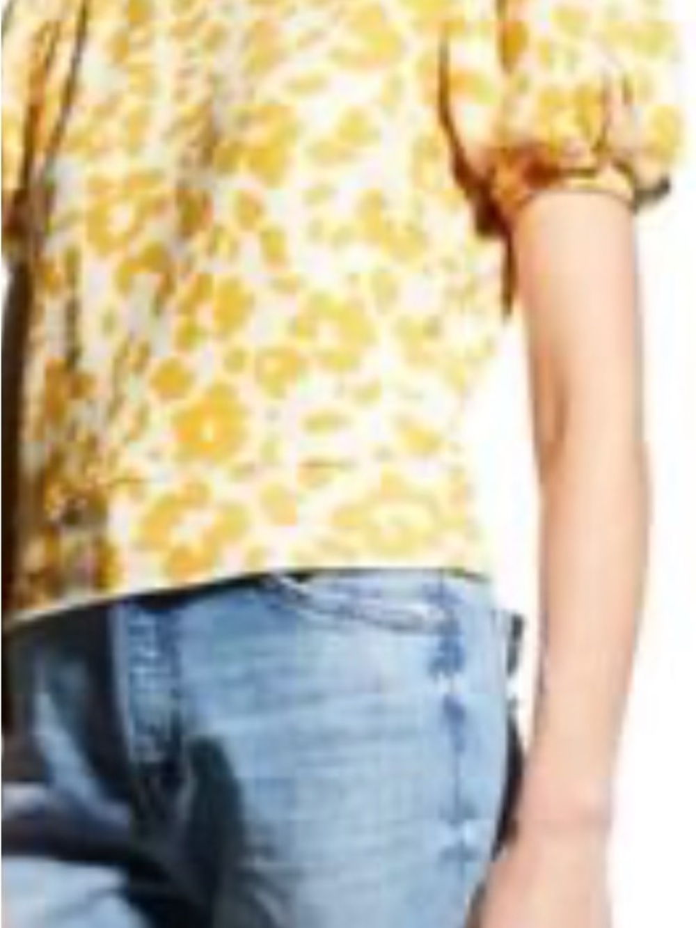 MOTHER Yellow Cheetah Short Sleeve Blouse